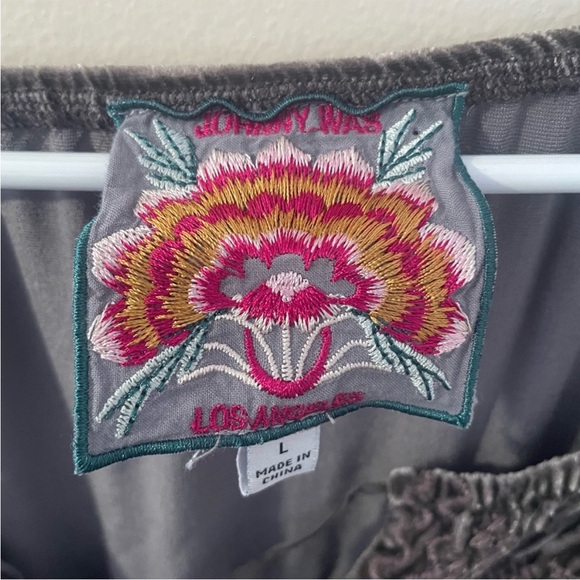 Johnny Was Velvet Tunic in Rich Grey - Picture 3 of 3